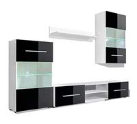 vidaXL Meuble TV mural 5 pièces avec éclairage LED – moderne, noir