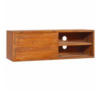 vidaXL Meuble TV Mural Armoire Basse Meuble Divertissement avec 1 Compartiment et 2 Etagères Salon Maison Intérieur 90x30x30 cm Bois de Teck Massif