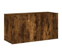 vidaXL Meuble TV mural Armoire suspendue avec rangement Chêne fumé bois d'ingénierie 80x30x41 cm