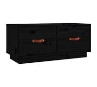 vidaXL Meuble TV Mural, Armoire de Télévision Suspendue, Meuble Télé avec Rangement Salon Salle de Séjour, Moderne, Noir Bois de Pin Massif