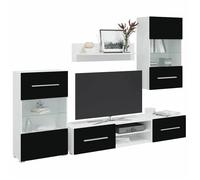 vidaXL Meuble TV mural Armoire de télévision 243864 5 pièces avec éclairage LED Noir
