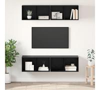 vidaXL Meuble TV mural avec étagère avec stockage 4 pcs Chêne noir 37 x 37 x 72 cm