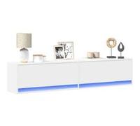 vidaXL Meuble TV mural avec LED blanc 180x31x38 cm 3307947 Blanc G