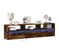 vidaXL Meuble TV Mural avec LED chêne fumé 180x31x45 cm, Meuble TV Flottant, Meuble multimédia Mural, unité TV Murale, Armoire TV Murale