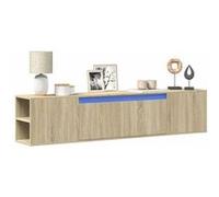 Vidaxl Meuble Tv Mural Avec Led Chêne Sonoma 180x31x39,5 Cm Multicolore