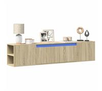 Vidaxl Meuble Tv Mural Avec Led Chêne Sonoma 180x31x39,5 Cm Multicolore
