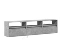 vidaXL Meuble TV mural avec LED Gris béton 180x31x45 cm