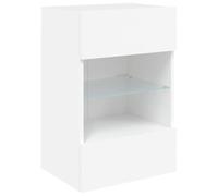 vidaXL Meuble TV Mural avec Lumières LED, Armoire de Télévision Suspendue avec Étagère, Meuble Télé Flottant Salon, Moderne, Blanc Bois d'Ingénierie