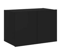 vidaXL Meuble TV Mural avec Lumières LED, Armoire de Télévision Suspendue avec Rangement, Meuble Télé Flottant Salon, Moderne, Noir Bois d'Ingénierie