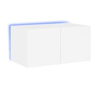Vidaxl Meuble Tv Mural Avec Lumières Led Blanc 60x35x31 Cm Blanc