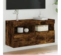 Meuble TV Mural avec Lumières LED, Armoire de Télévision Suspendue avec Rangement, Meuble Télé Flottant, Moderne, 837205