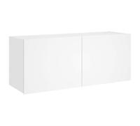 vidaXL Meuble TV mural 837323 - Avec LED et rangement - Blanc bois d'ingénierie 100x35x41 cm