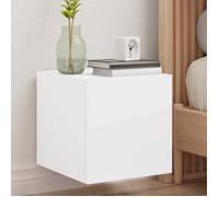 vidaXL Meuble TV mural suspendu - Moderne, LED et rangement - Blanc bois d'ingénierie
