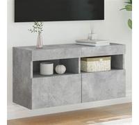 Vidaxl Meuble Tv Mural Avec Lumières Led Gris Béton 80x30x40 Cm Gris