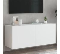 vidaXL Meuble TV mural 837323 - Avec LED et rangement - Blanc bois d'ingénierie 100x35x41 cm