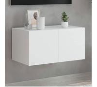 Vidaxl Meuble Tv Mural Avec Lumières Led Blanc 60x35x31 Cm Blanc