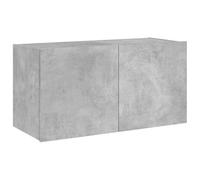 vidaXL Meuble TV Mural avec Lumières LED, Armoire de Télévision Suspendue avec Rangement, Meuble Télé Flottant, Moderne, Gris Béton Bois d'Ingénierie