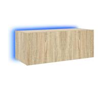 vidaXL Meuble TV mural moderne Chêne Sonoma avec lumières LED 80x35x31 cm