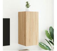 vidaXL Meuble TV mural suspendu avec lumières LED moderne Chêne Sonoma 30,5x35x70 cm