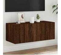 vidaXL Meuble TV Mural avec Lumières LED, Armoire de Télévision Suspendue, Meuble Télé Flottant, Moderne, Chêne Marron Bois 837293