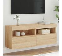 vidaXL Meuble TV mural 837213 – Meuble télé flottant moderne avec LED, chêne Sonoma