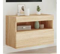 vidaXL Meuble TV Mural avec Lumières LED, Armoire de Télévision Suspendue, Meuble Télé Flottant, Moderne, Chêne Sonoma Bois 837187