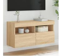 vidaXL Meuble TV mural 837201 – Flottant moderne avec lumières LED – Chêne Sonoma