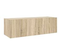 vidaXL Meuble TV Mural avec Lumières LED, Armoire de Télévision Suspendue, Meuble Télé Flottant, Moderne, Chêne Sonoma Bois 837297