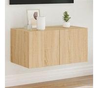Vidaxl Meuble Tv Mural Avec Lumières Led Chêne Sonoma 60x35x31 Cm