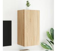 vidaXL Meuble TV Mural avec Lumières LED, Armoire de Télévision Suspendue, Meuble Télé Flottant, Moderne, Chêne Sonoma Bois 837262