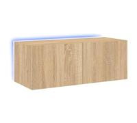 Vidaxl Meuble Tv Mural Avec Lumières Led Chêne Sonoma 80x35x31 Cm