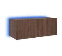 vidaXL Meuble TV mural suspendu 837293 - Moderne flottant avec lumières LED chêne marron