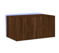vidaXL Meuble TV Mural avec Lumières LED, Armoire de Télévision Suspendue, Meuble Télé Flottant, Moderne, Chêne Marron Bois d'Ingénierie