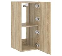 vidaXL Meuble TV mural suspendu avec lumières LED moderne Chêne Sonoma 30,5x35x70 cm