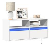 vidaXL Meuble TV mural 100x31x45 cm avec lumières LED Blanc