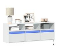 vidaXL Meuble TV mural 852341 avec lumières LED blanc 130×31×45 cm