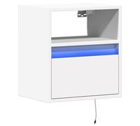 vidaXL Meuble TV mural flottant avec lumières LED Blanc 41x31x45 cm