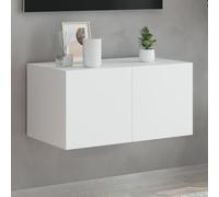 Vidaxl Meuble Tv Mural Avec Lumières Led Blanc 60x35x31 Cm Blanc