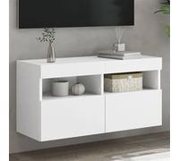 vidaXL Meuble TV Mural avec Lumières LED, Armoire de Télévision Suspendue avec Rangement, Meuble Télé Flottant Salon, 837197
