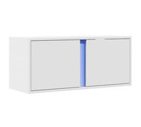 vidaXL Meuble TV mural avec lumières LED blanc 80x31x35 cm, meuble TV suspendu au mur, unité TV flottante, support TV mural, 852257 Blanc G