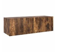 vidaXL Meuble TV mural suspendu LED avec rangement moderne chêne fumé 100x35x31 cm