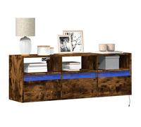 Vidaxl Meuble Tv Mural Avec Lumières Led Chêne Fumé 130x31x45 Cm