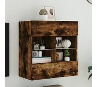 Vidaxl Meuble Tv Mural Avec Lumières Led Chêne Fumé 58,5x30x60,5 Cm Multicolore