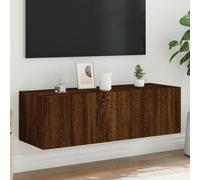 Vidaxl Meuble Tv Mural Avec Lumières Led Chêne Marron 100x35x31 Cm Marron
