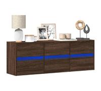 Vidaxl Meuble Tv Mural Avec Lumières Led Chêne Marron 130x31x45 Cm Marron
