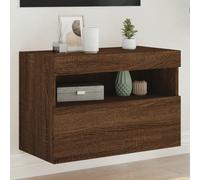 vidaXL Meuble TV mural avec lumières LED chêne marron 60x30x40 cm