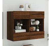 Vidaxl Meuble Tv Mural Avec Lumières Led Chêne Marron 78,5x30x60,5 Cm Multicolore