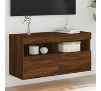 Vidaxl Meuble Tv Mural Avec Lumières Led Chêne Marron 80x30x40 Cm Marron