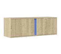 vidaXL Meuble TV Mural avec lumières LED chêne Sonoma 100x31x35 cm, Meuble TV Suspendu au Mur, unité TV Flottante, Support TV Mural