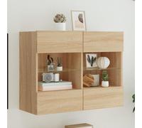 Vidaxl Meuble Tv Mural Avec Lumières Led Chêne Sonoma 78,5x30x60,5 Cm Multicolore